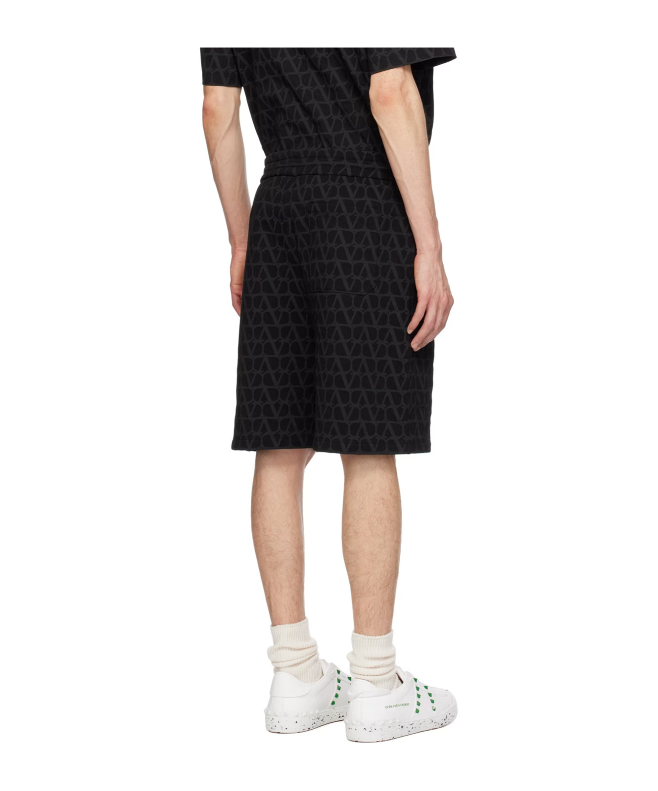 Valentino Toile Iconographe Cotton Bermuda Shorts In Black