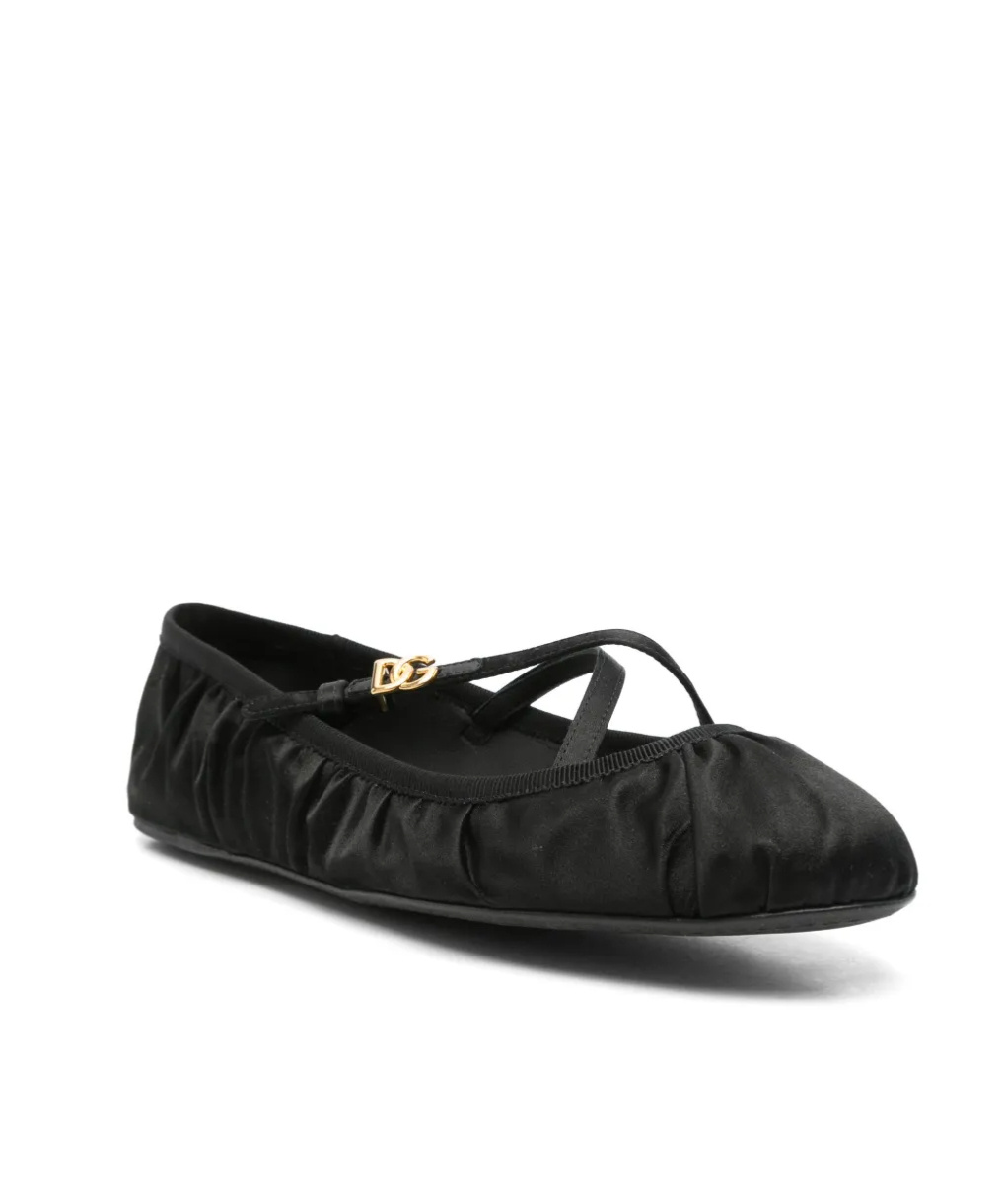 Dolce & Gabbana Black Satin Ballet Flats Women In Black