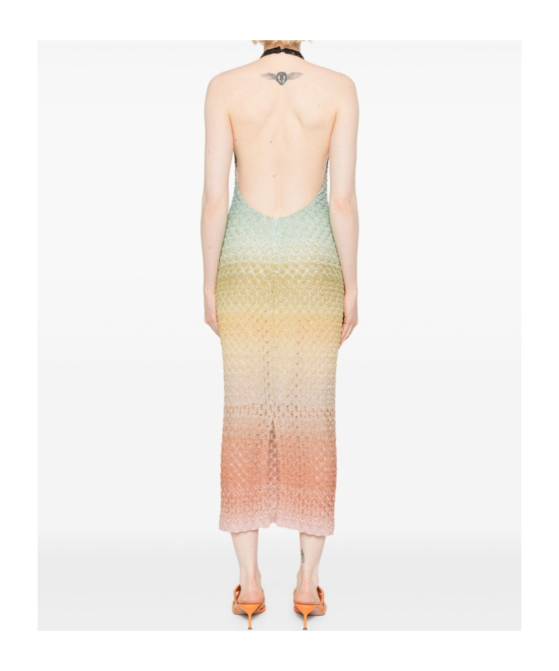 Missoni Multicolor Sleeveless Dress With Halterneck And Faded Effect In Viscose Blend Woman In Nude