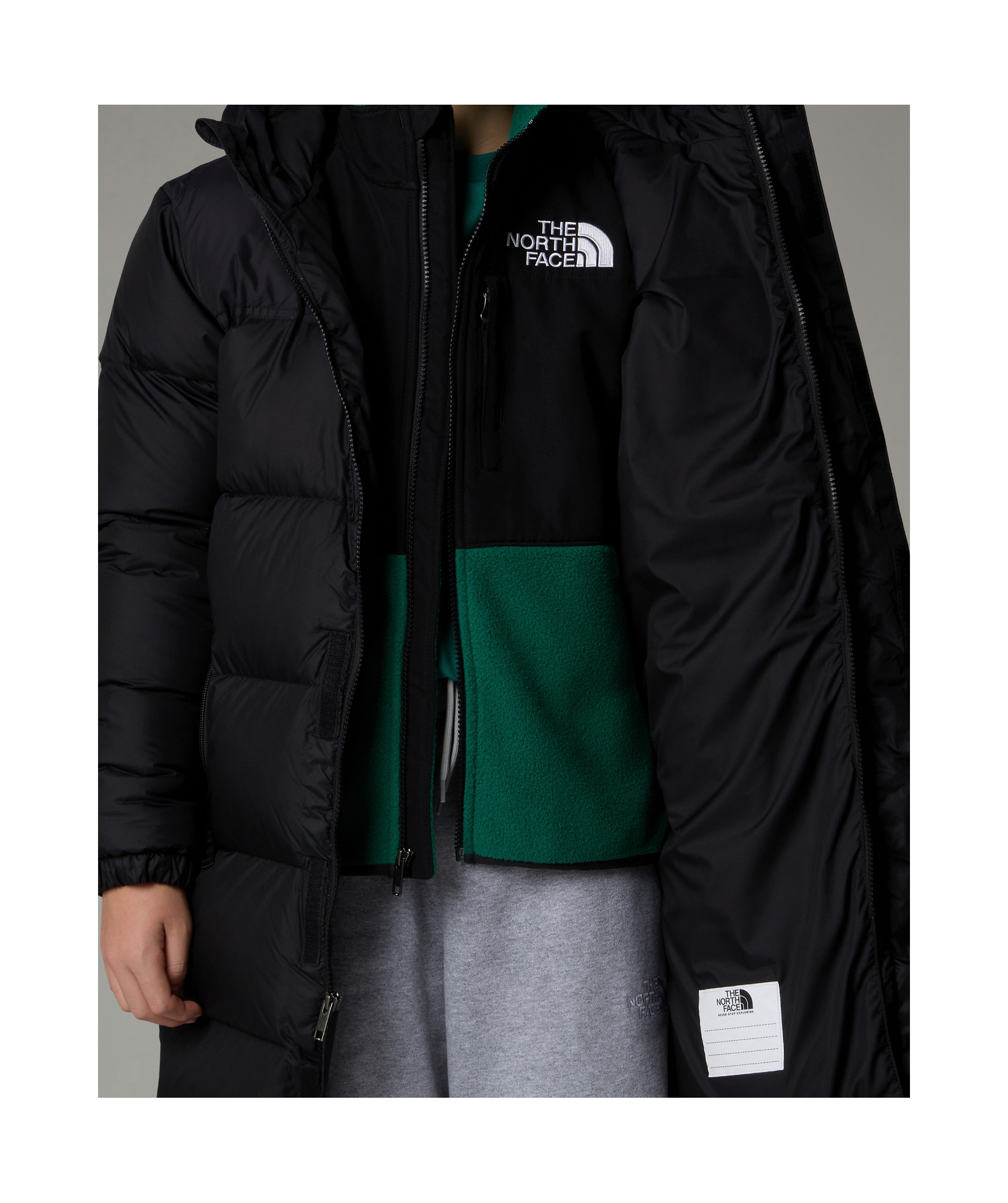 The North Face Long Parker Down Jacket In Black