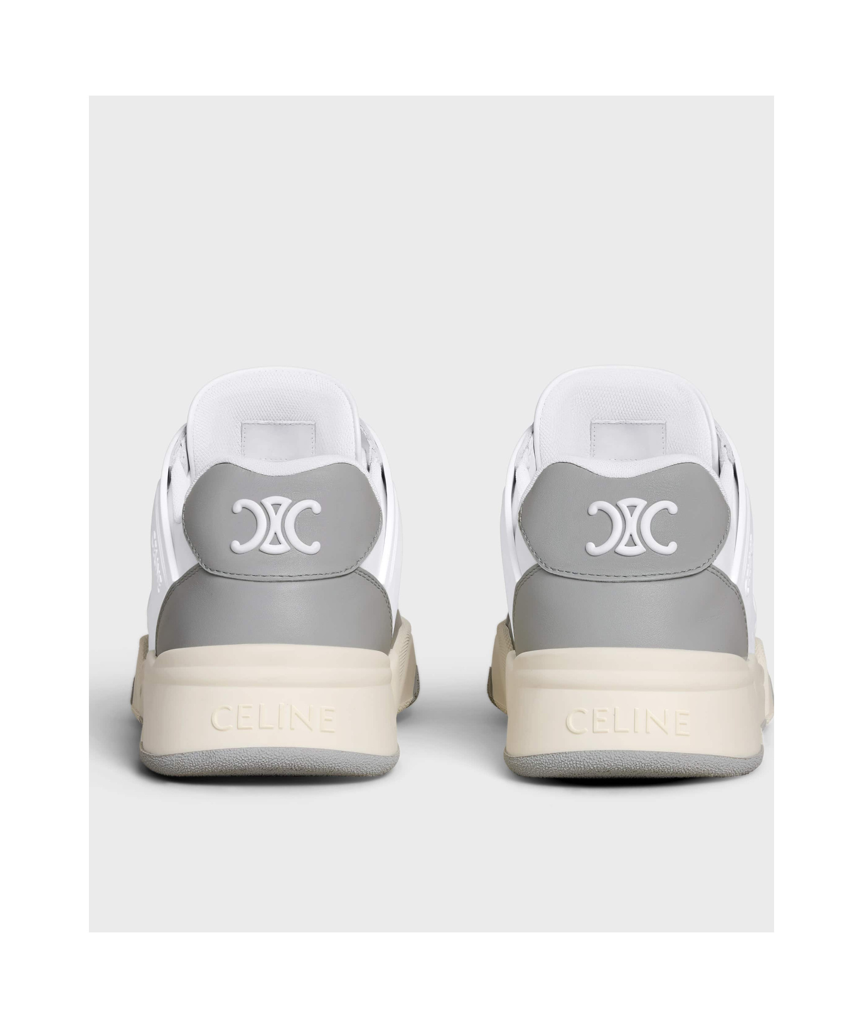 Celine Trainer Ct-09 Low Lace-up Sneaker In Calfskin And Mesh In White
