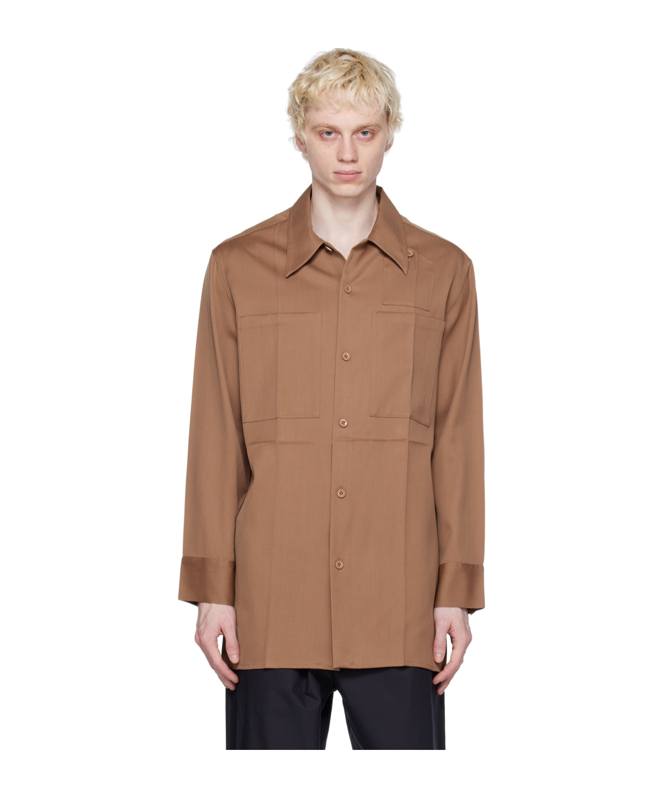 Jil Sander Button Long-sleeved Shirt In Brown