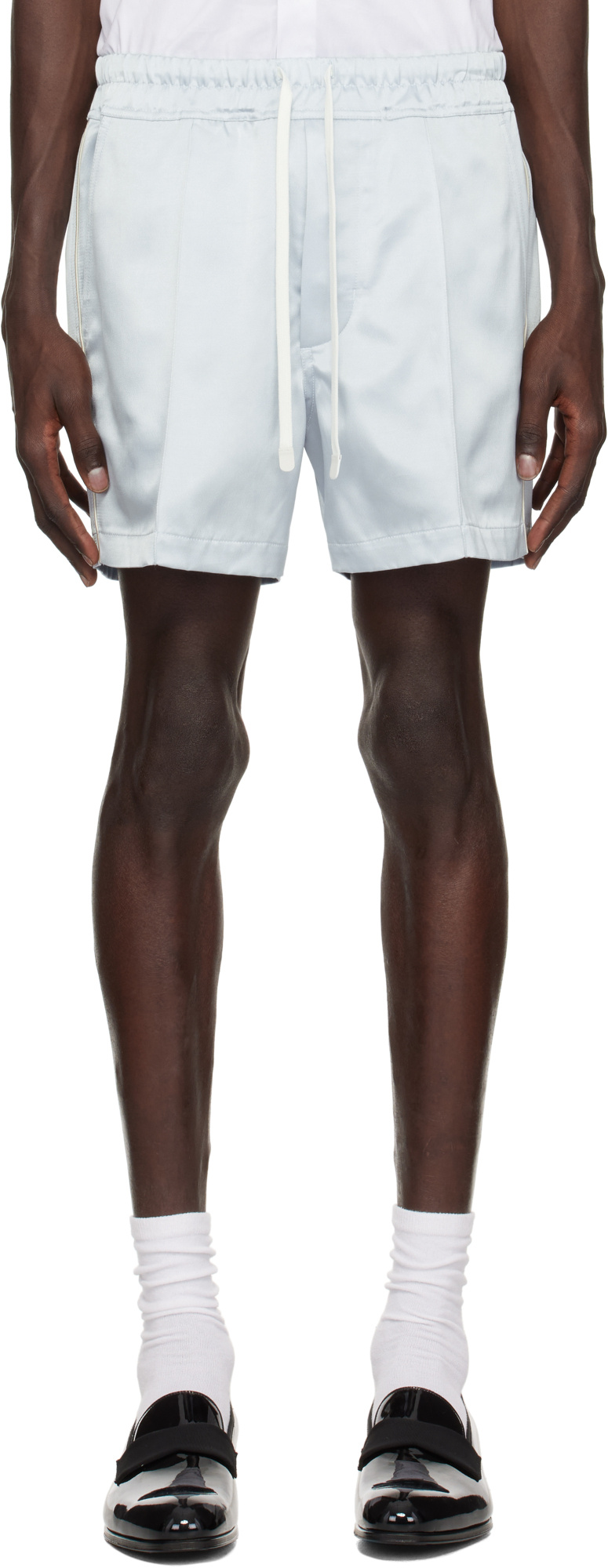 Shop Tom Ford Shiny Satin Shorts In White