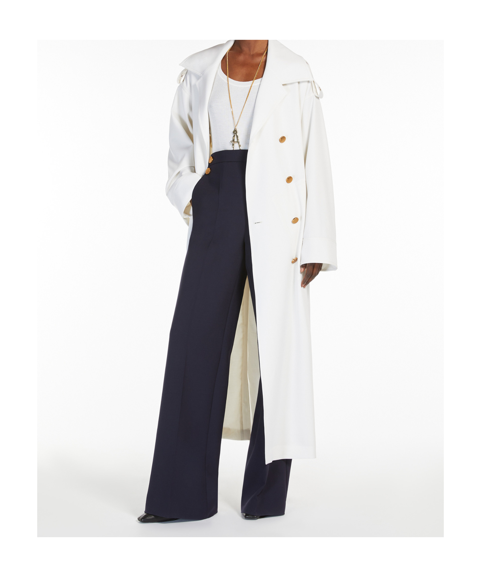 Max Mara Wide-leg Trousers With Tailored Silhouette In Blue