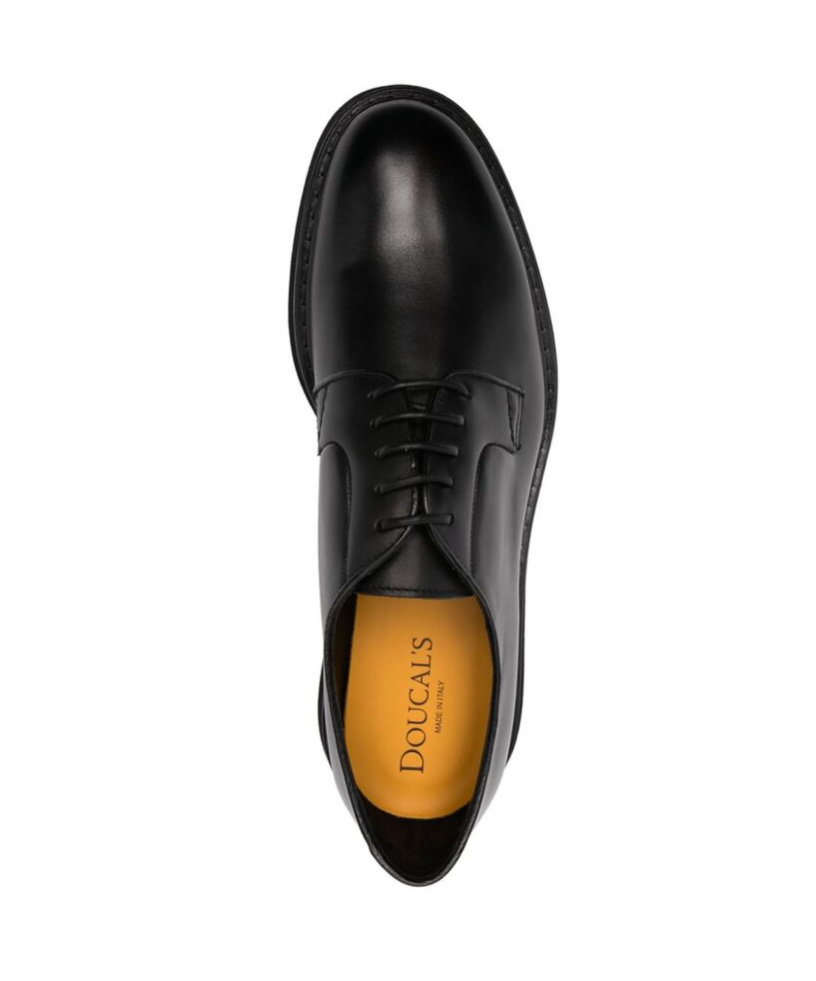 Doucal's Almond-toe Leather Derby Shoes In Black