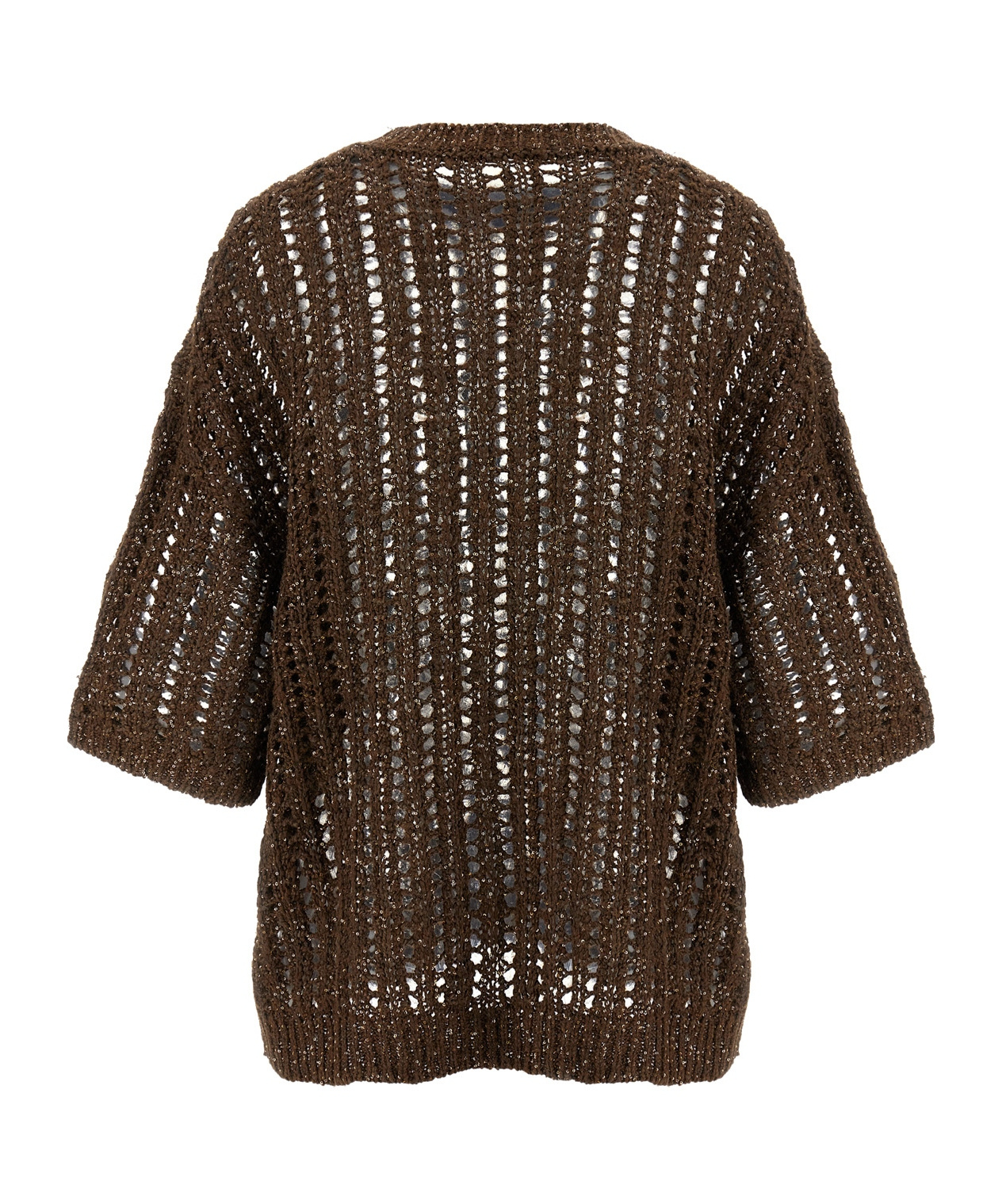 Brunello Cucinelli Sweater In Perforated Knit In Black