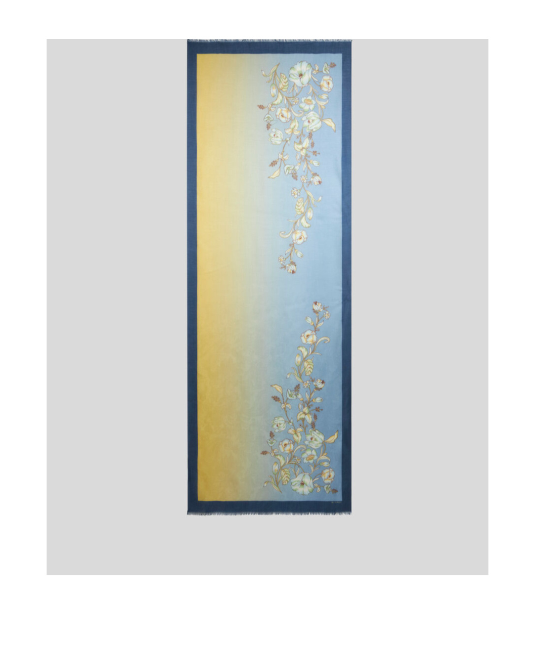 Etro Flower Wool Scarf In Blue