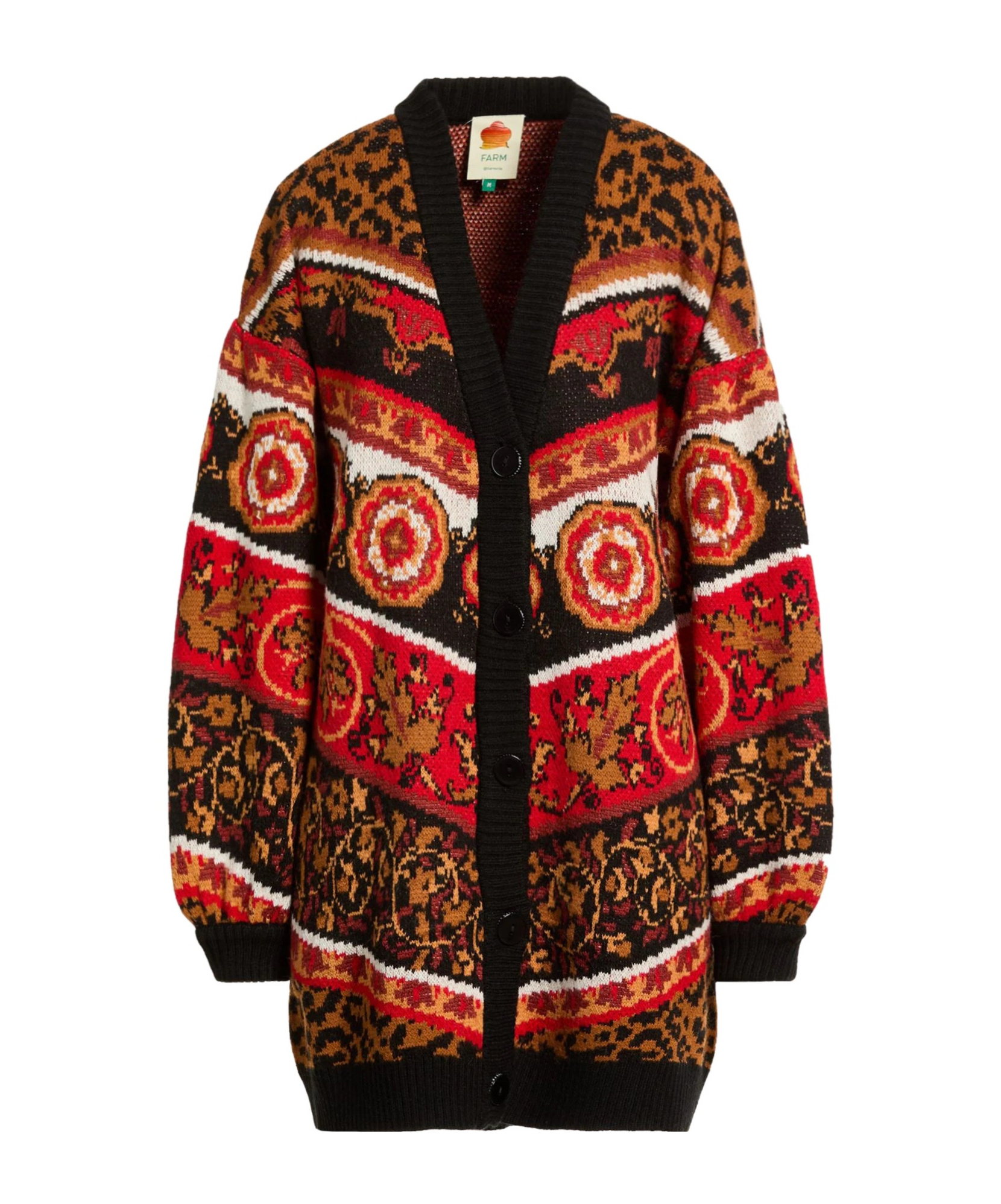 Farm Rio Jacquard-knit Cardigan In Brown