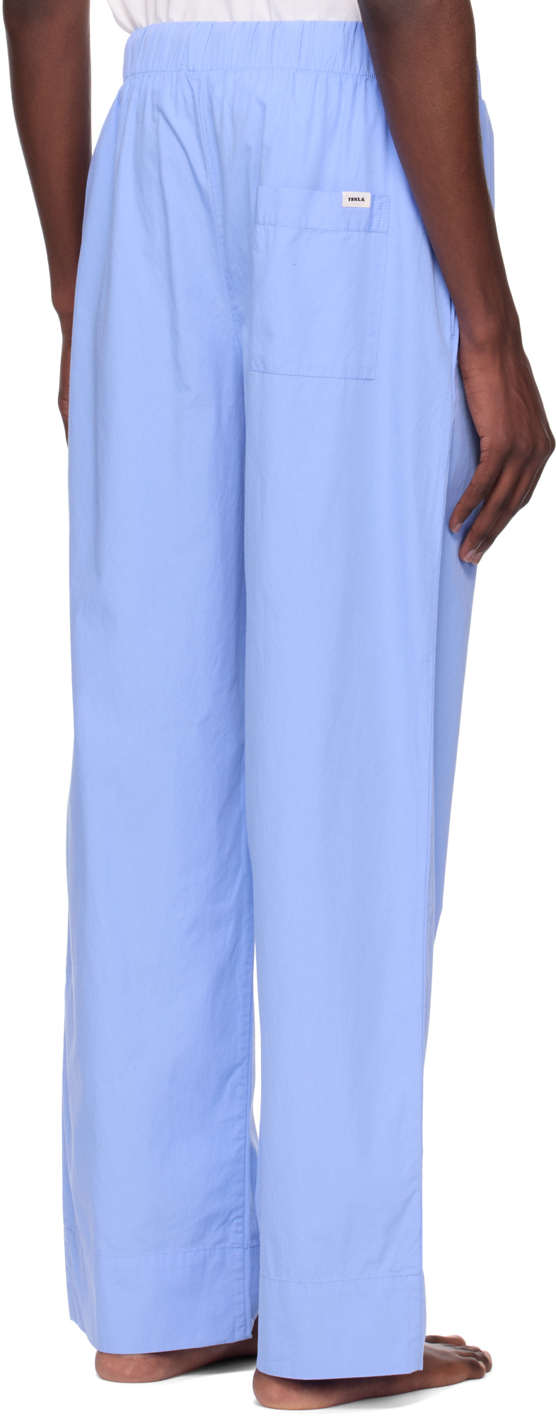 Tekla Organic Cotton Poplin Pajama Pants In Blue