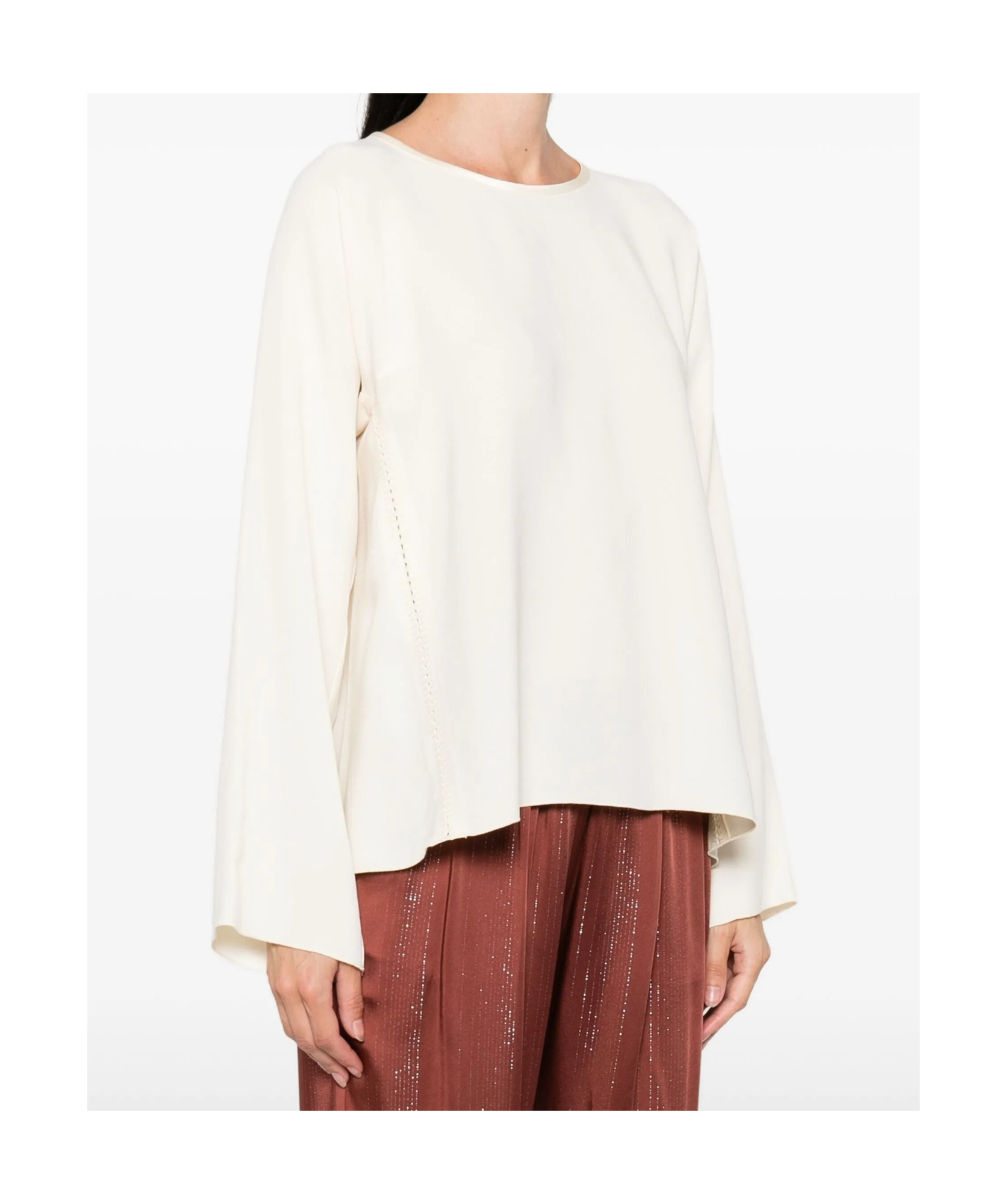 Forte Forte Matte Anvers Satin Embroidered Top In White