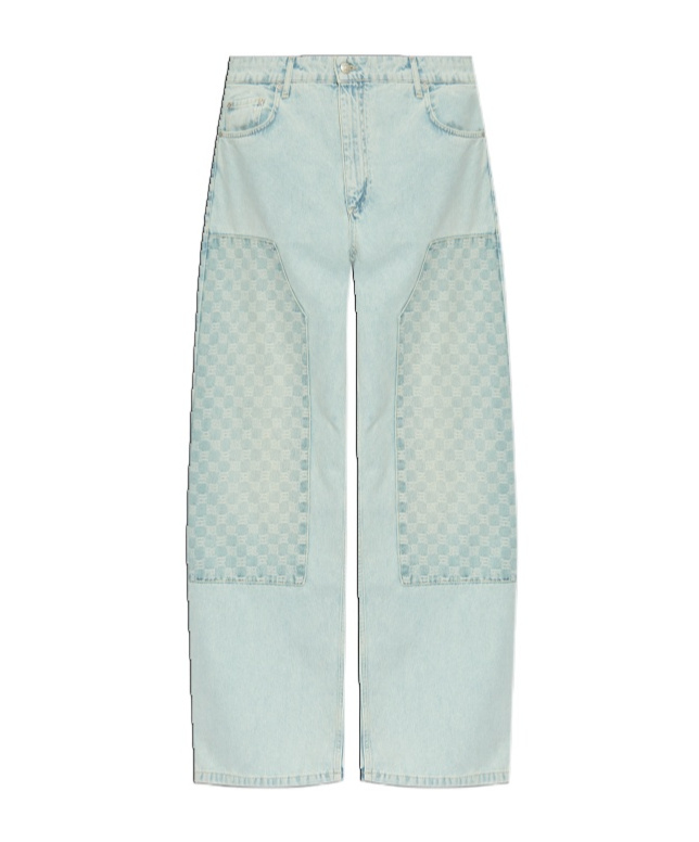 Misbhv Monogram-embroidered Carpenter Denim Trousers In Blue