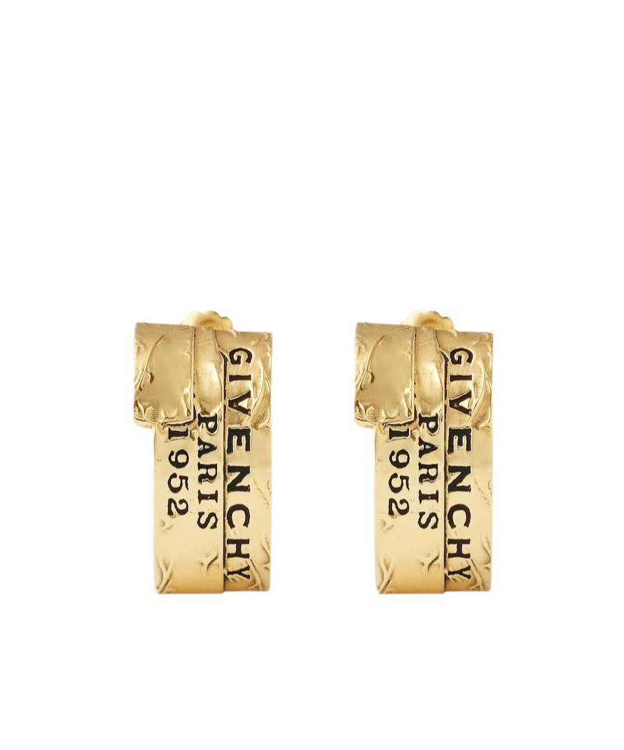 Givenchy Tape Earrings In Metal And Enamel In Gold