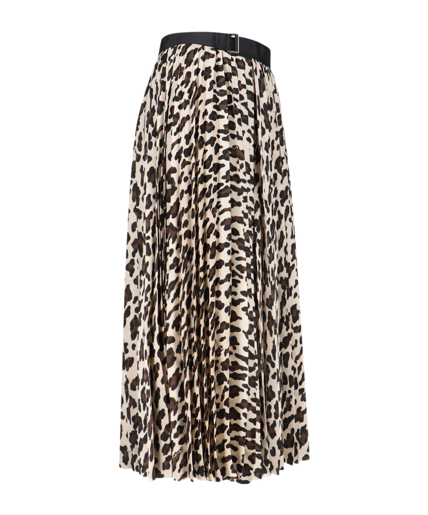 Shop Sacai Leopard-print Midi Skirt In Nude