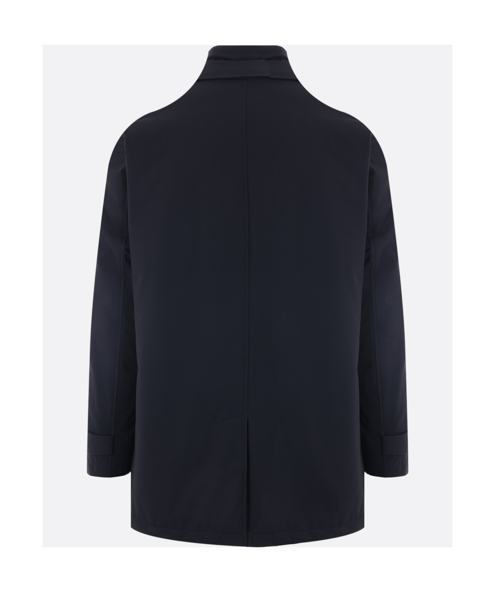 Herno Medium-length Structured Coat With Button-up Front In Black