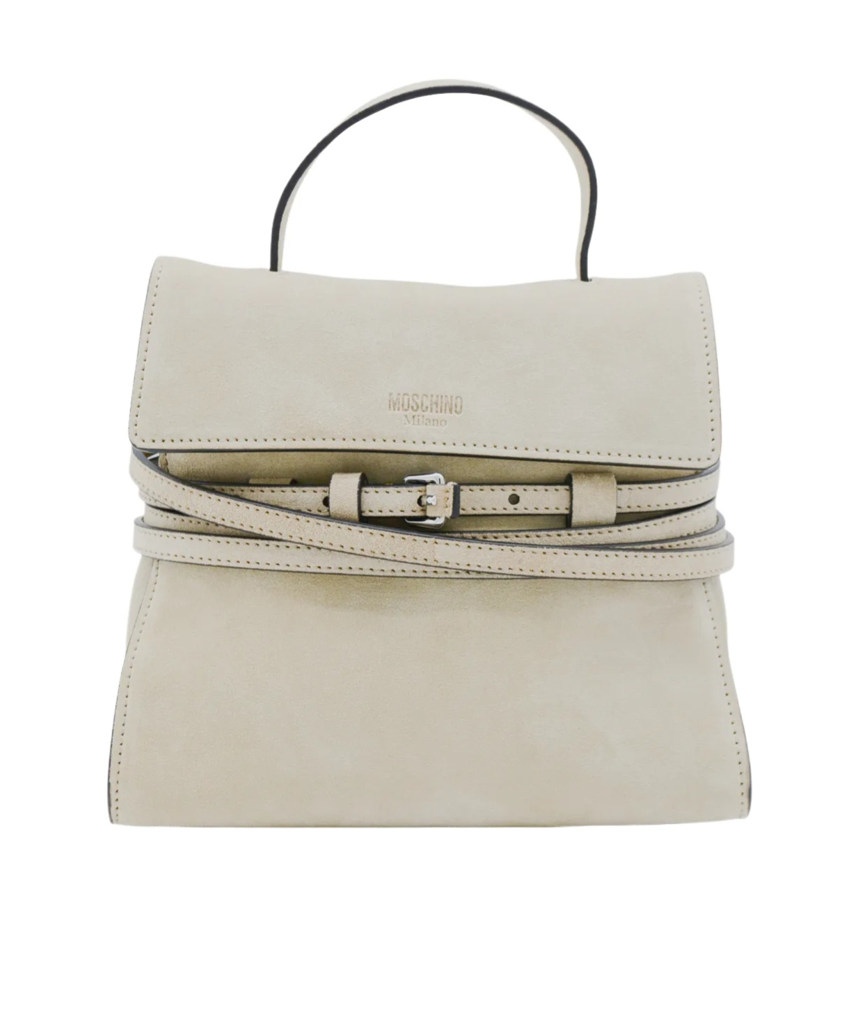 Moschino Light Beige Leather Top Handle Bag