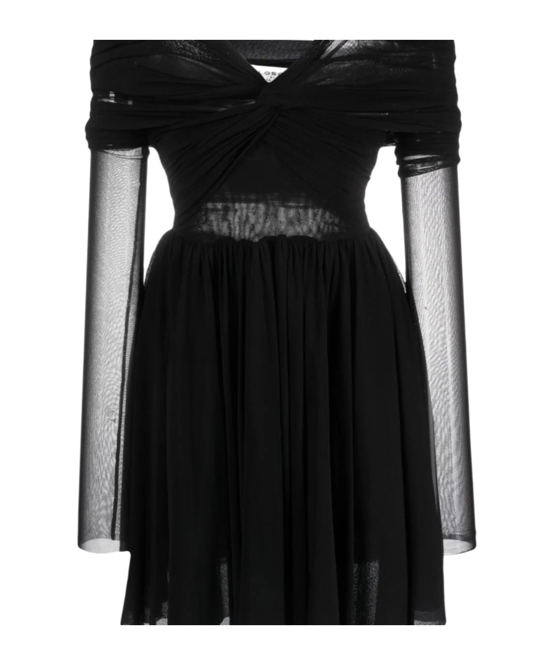 Philosophy Di Lorenzo Serafini Shoulder Mini Pleated Sheer Long Sleeves In Black