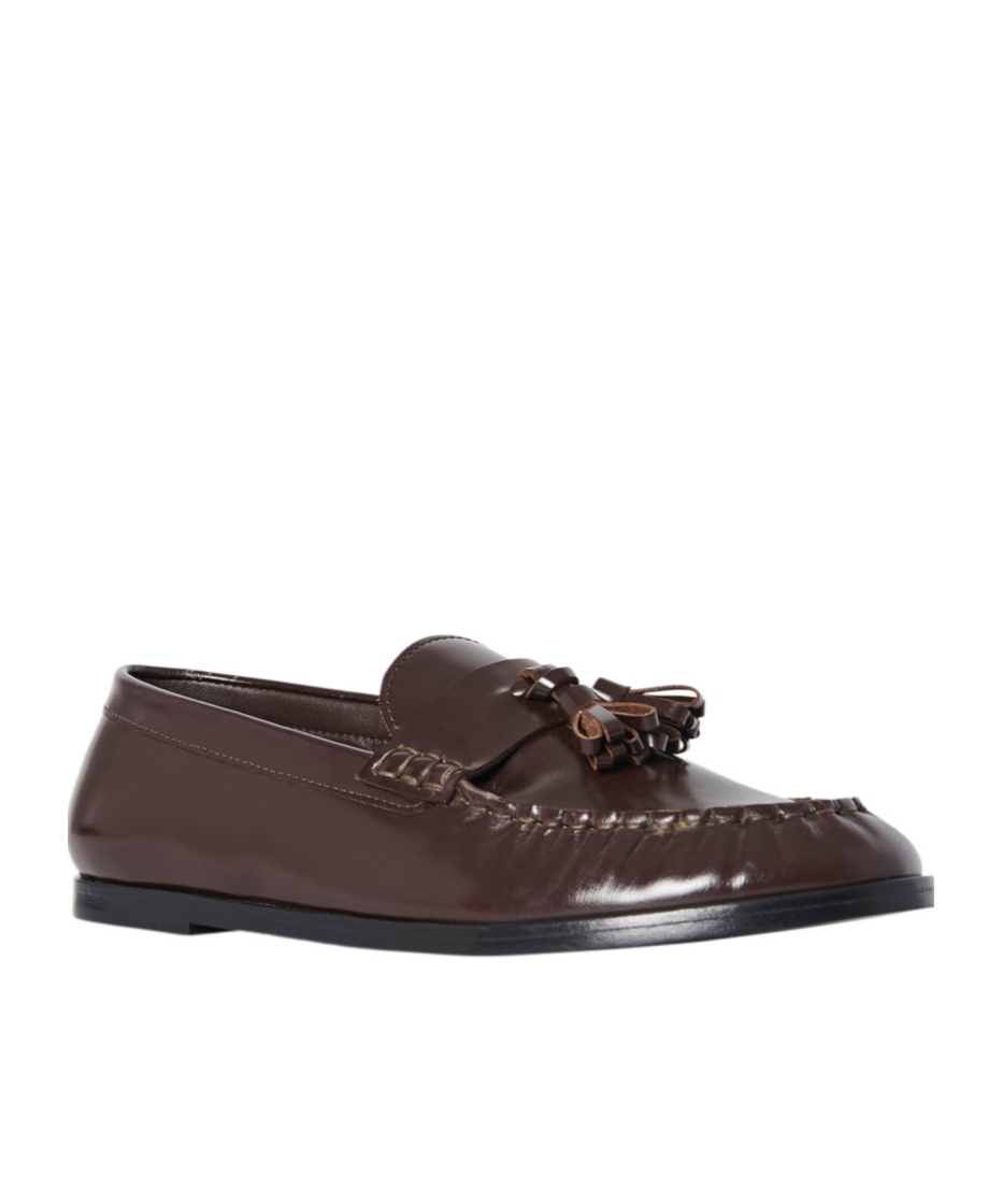 The Row Calfskin Tassel Boyfriend Loafers In Black