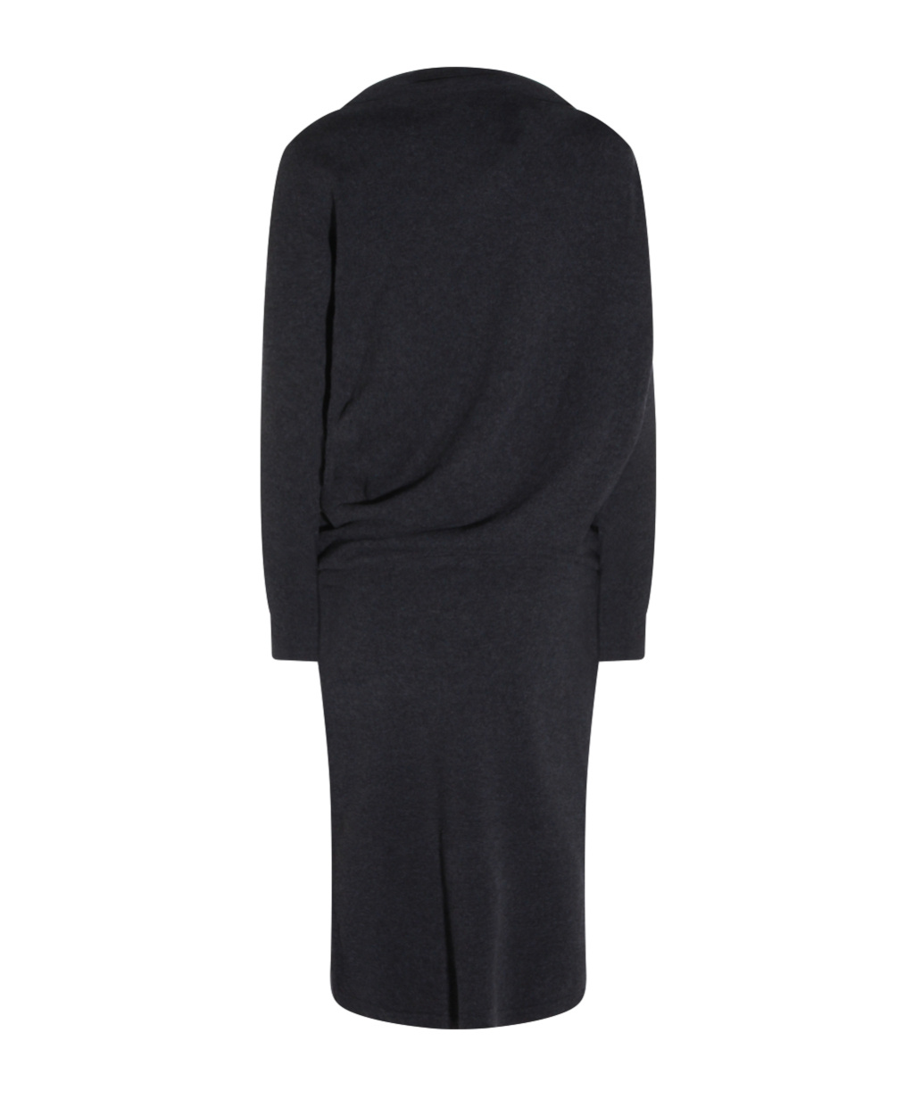 Fabiana Filippi Midi Dress With Draped Design And Long Sleeves In Gray