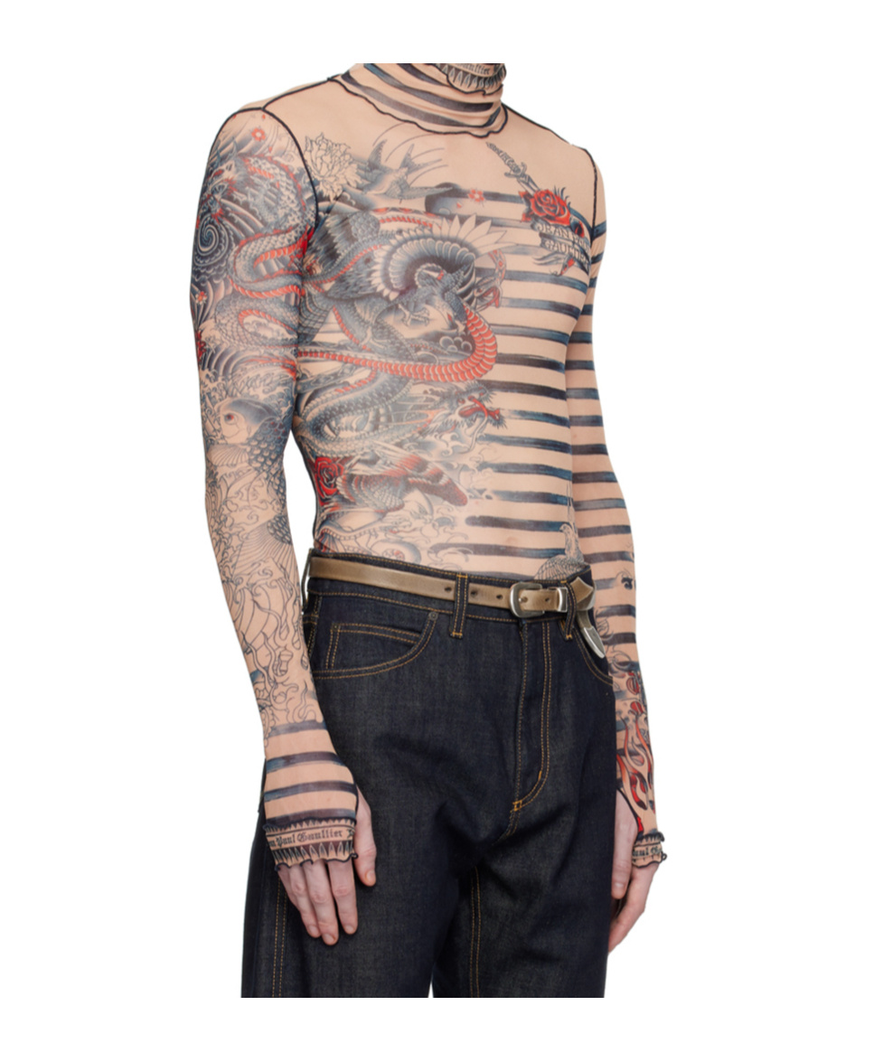 Shop Jean Paul Gaultier Graphic-print Striped Top