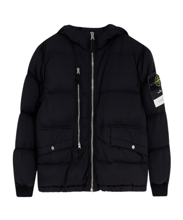 Stone Island Insulated Hooded Quilted Jacket In Black