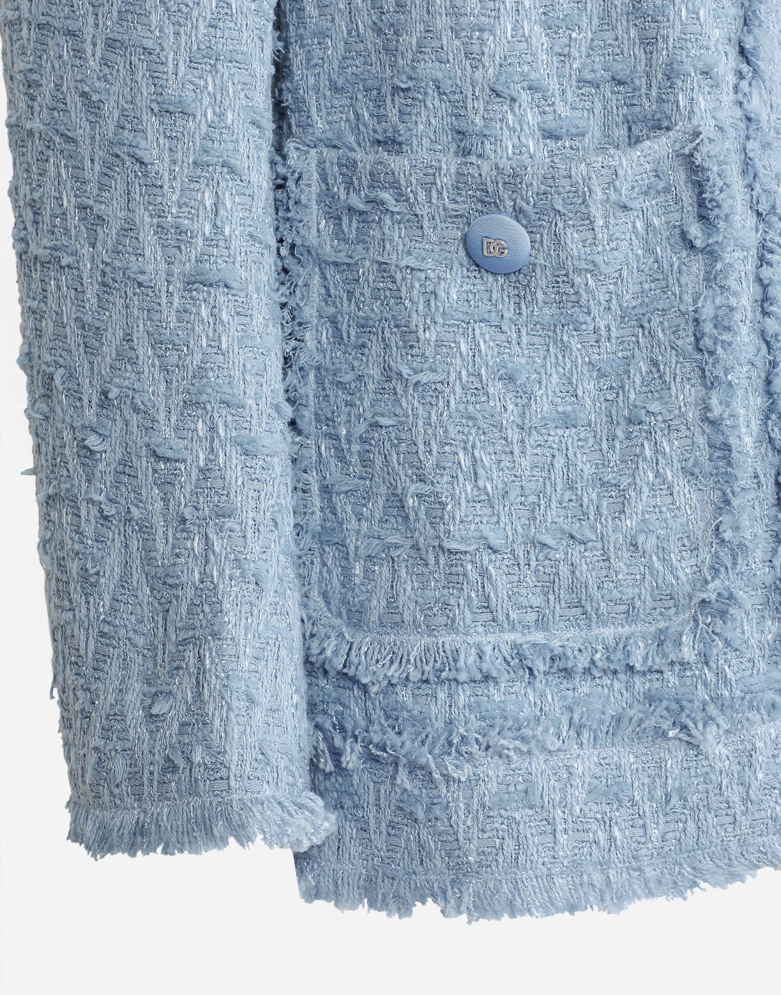 Dolce & Gabbana Light Blue Single-breasted Jacket With Logo Detail On Buttons In Cotton Blend Woman In Blue