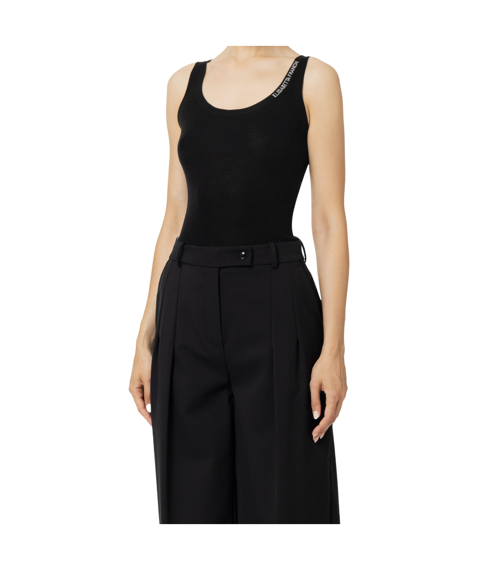 Elisabetta Franchi Jacquard Logo Vest In Black