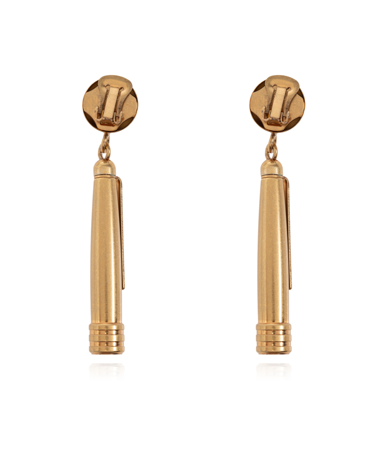 Shop Moschino Engraved Clip-on Earrings In Yellow