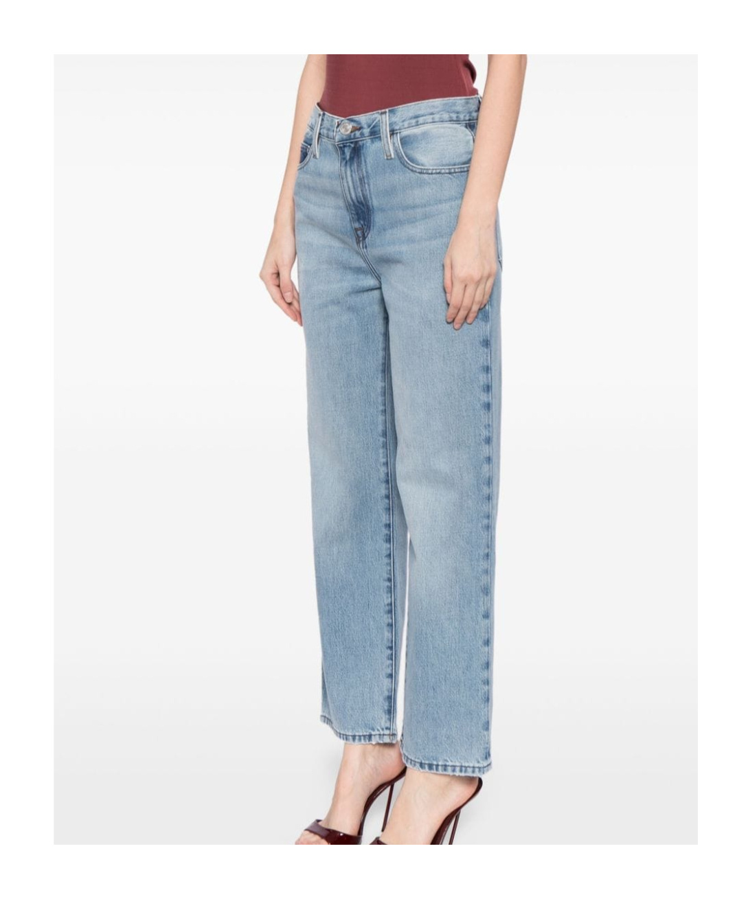 Shop Frame Belt-loop Jeans In Blue