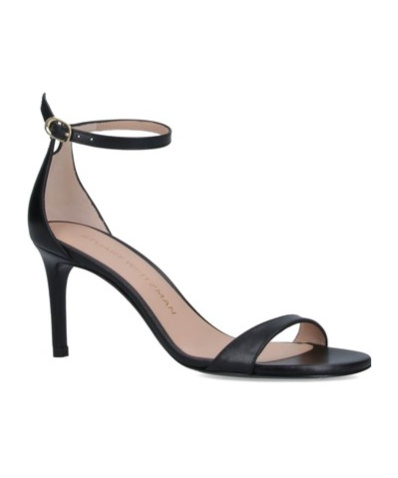 Stuart Weitzman Heel Buckle Open Toe Sandals In Black