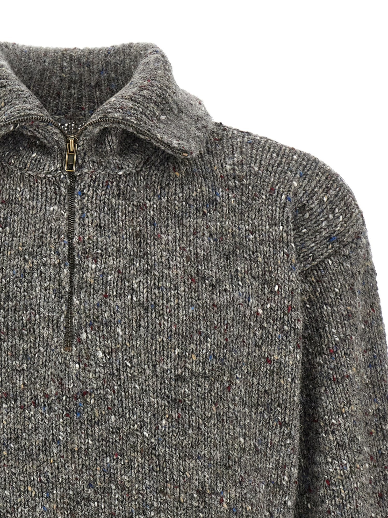 Maison Margiela Speckled Half-zip Sweater In Gray