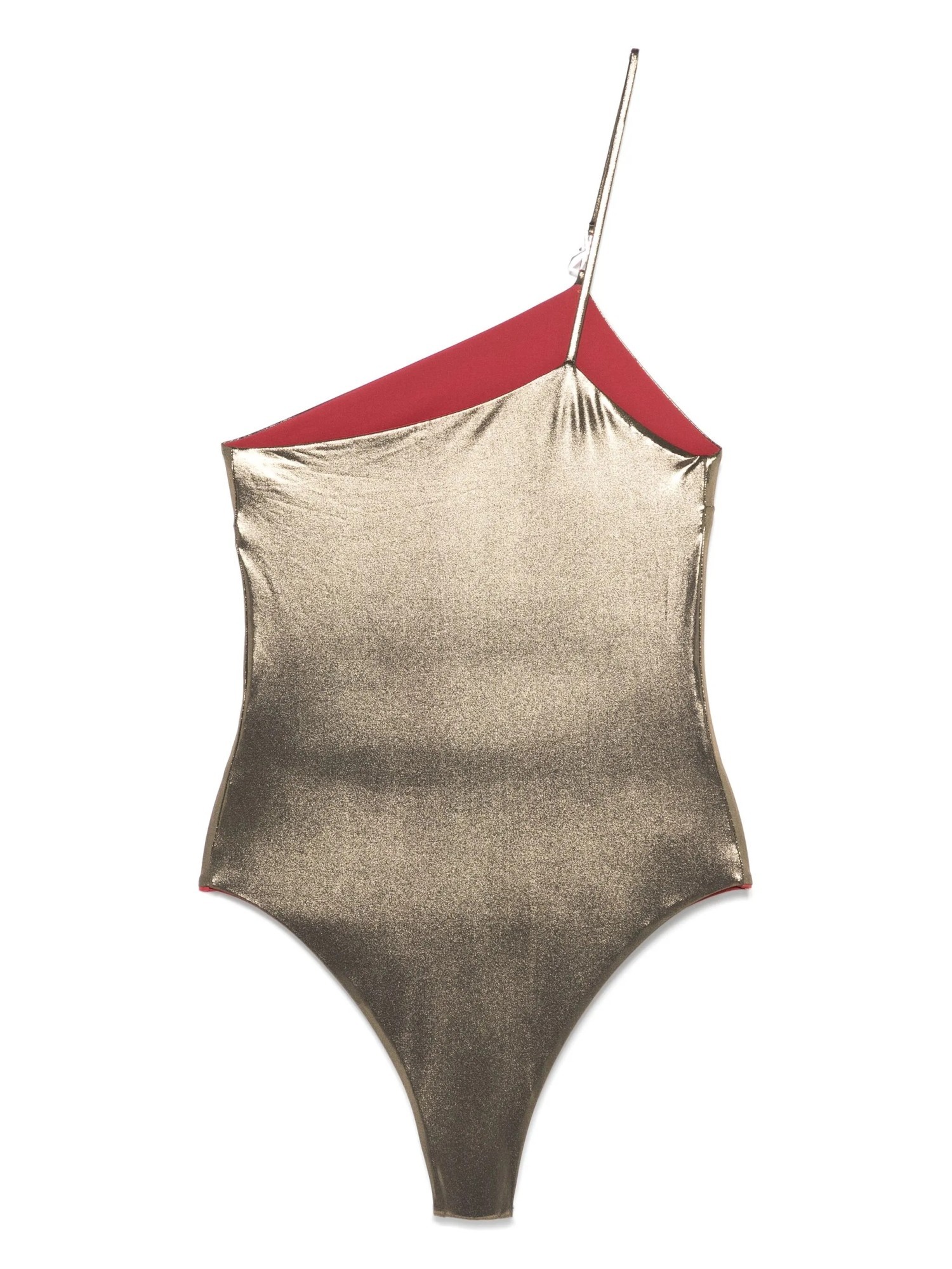 Patrizia Pepe Lamé-effect Swimsuit In Brown
