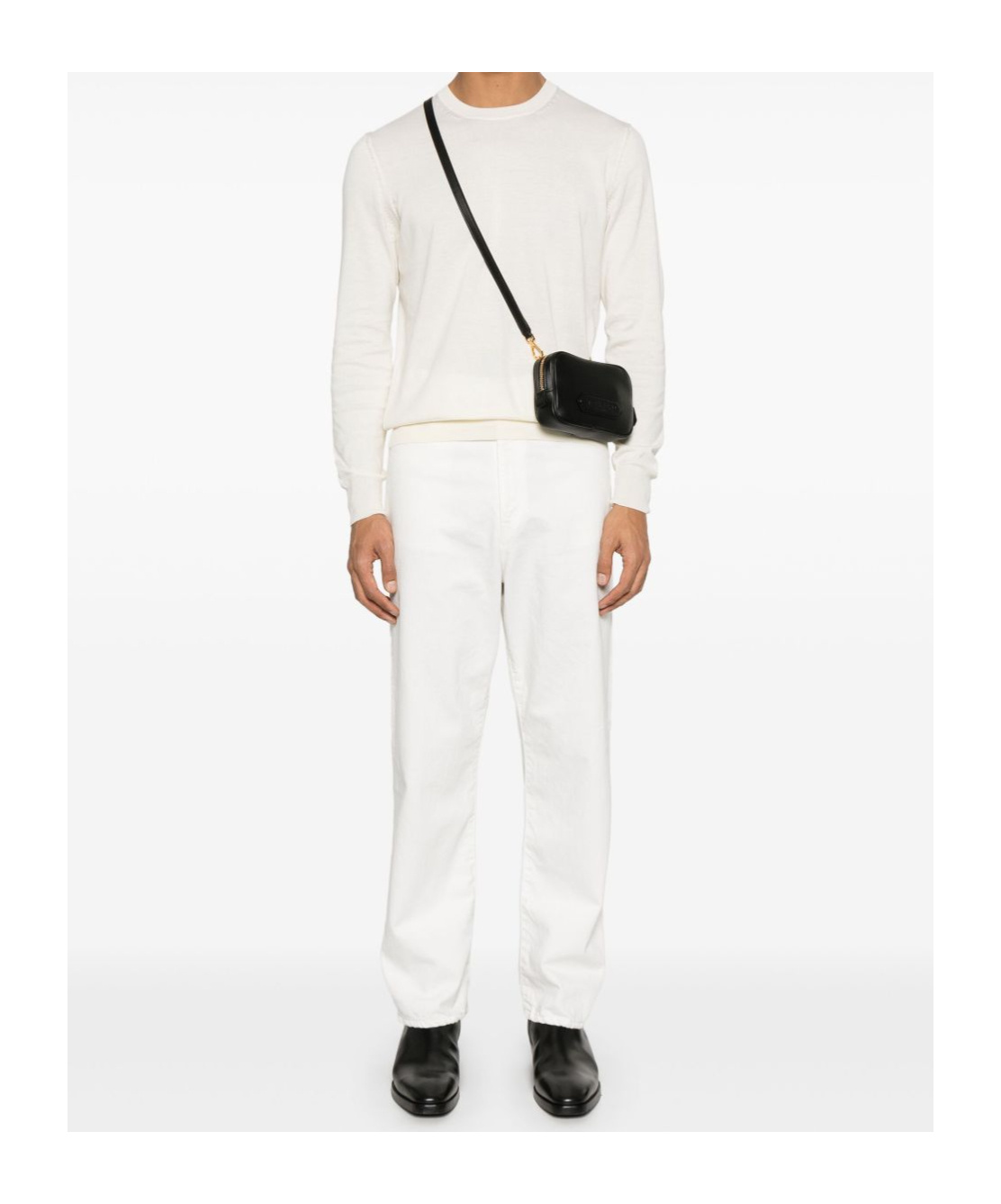 Tom Ford Mens Crew-neck Long-sleeves Regular-fit Cotton Jumper Light Grey In White