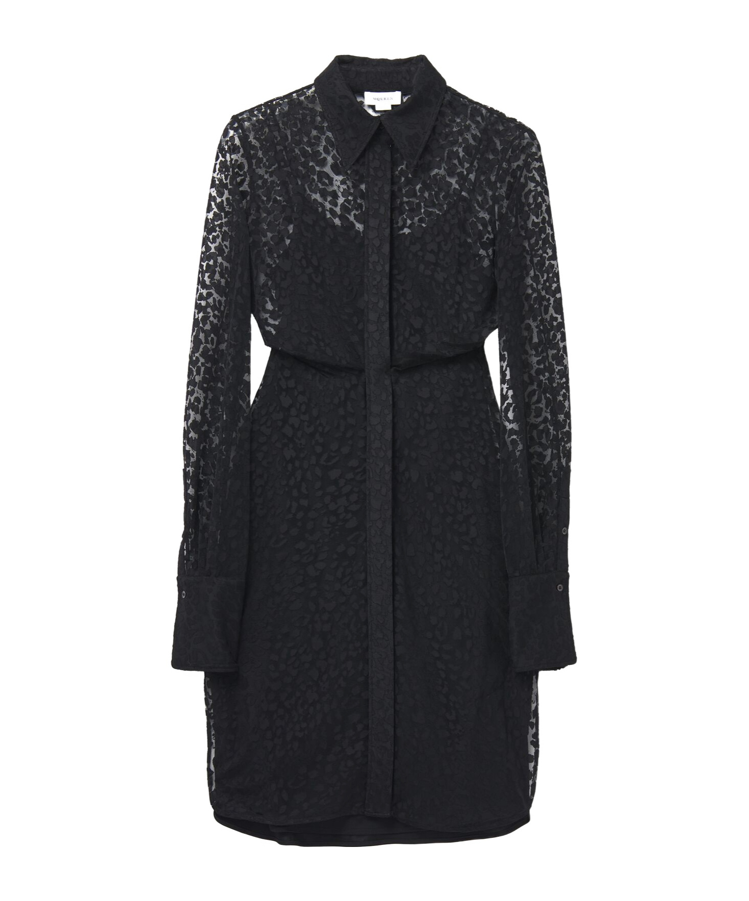 Alexander Mcqueen Leopard Print Burnt Flower Shirt Skirt In Black