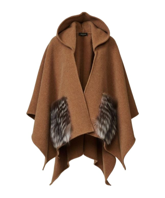 Fabiana Filippi Hooded Cloak In Brown
