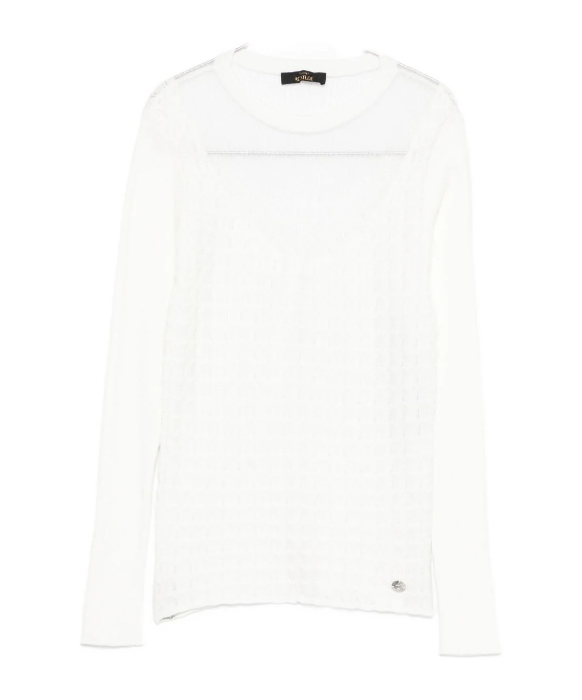 Twinset Textured Knit Sweater With Layered Collar Detail In White
