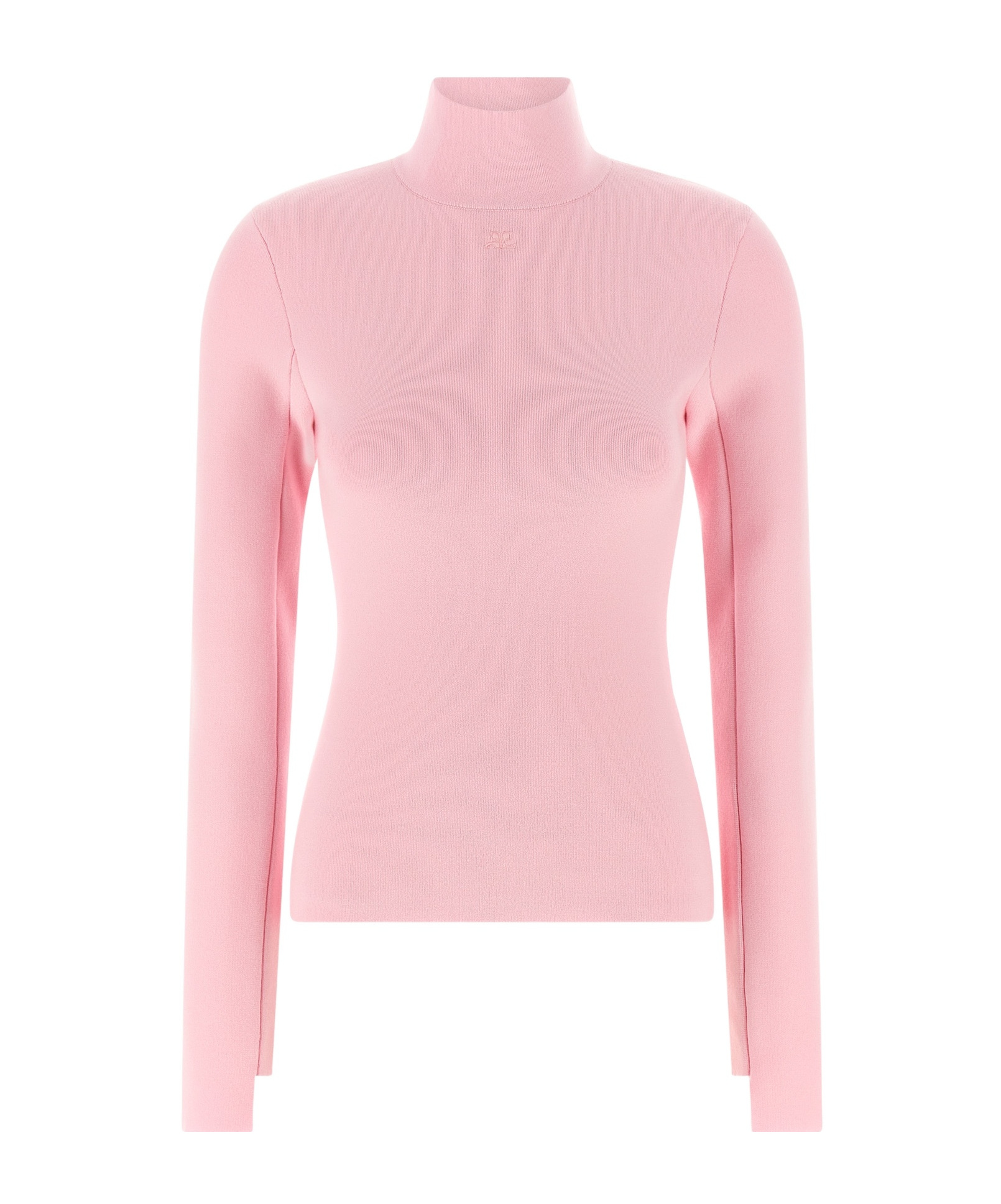 Courrèges Fitted Long Sleeve Mock Neck Sweater In Pink