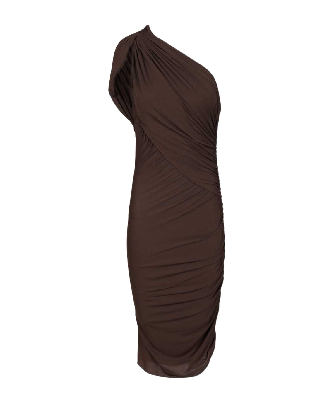 Rick Owens Lilies Amira Gathered Short Dress In Brown