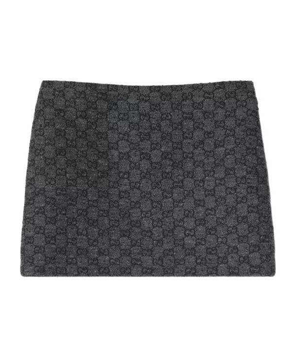 Gucci Gg Boutonné Wool Tweed Skirt In Black