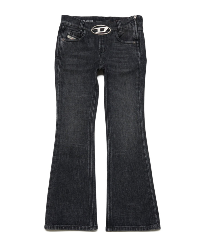 Diesel D-ebbey Logo-plaque Bootcut Jeans In Black