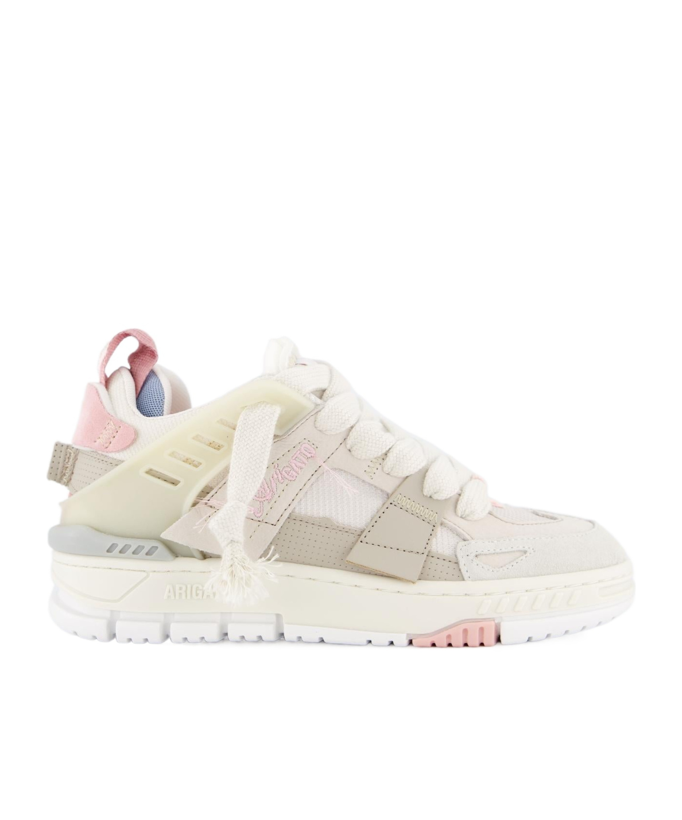 Axel Arigato Area Patchwork Sneakers In Beige Suede And Fabric In White