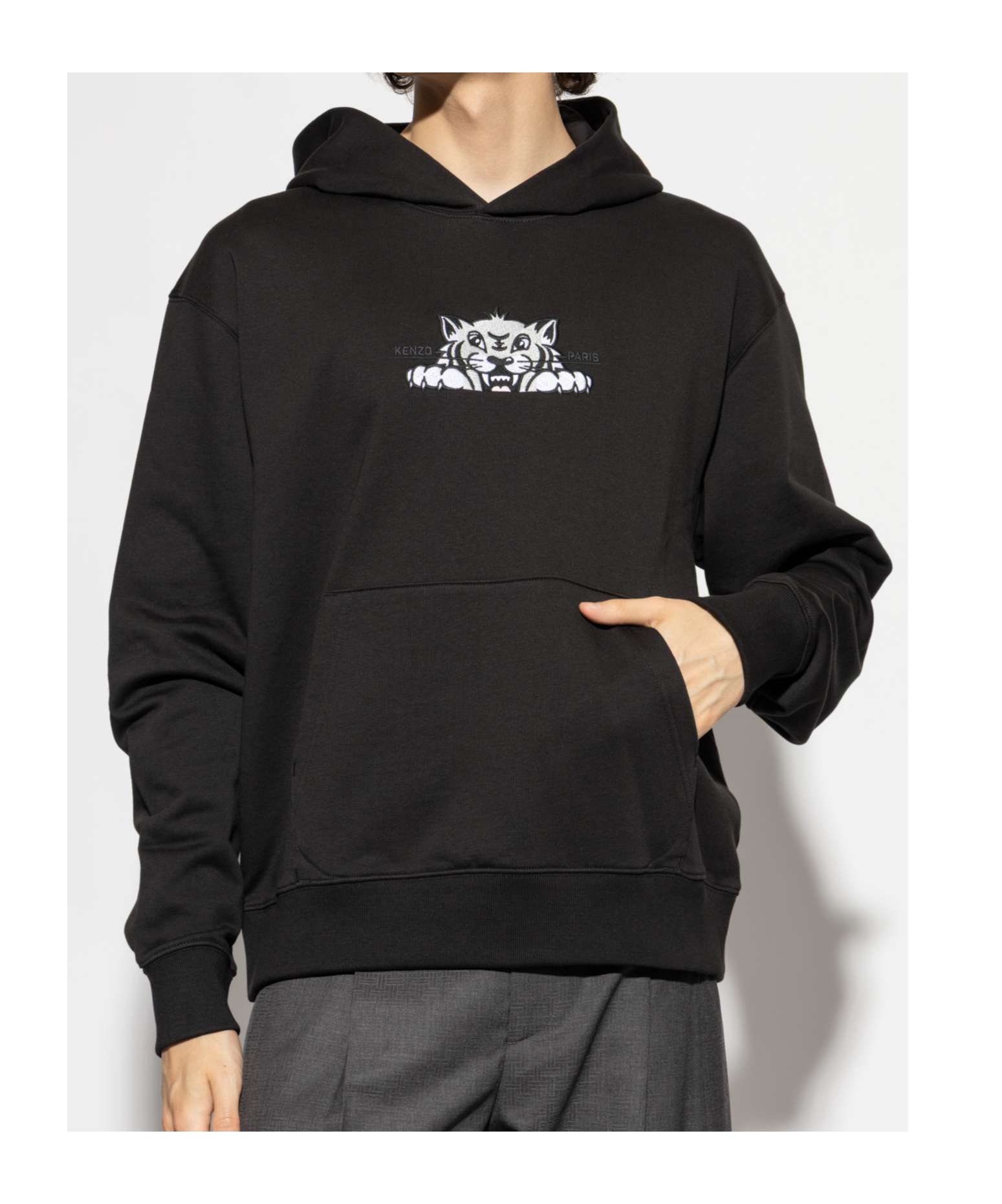 Kenzo Happy Tiger Hoodie In Black