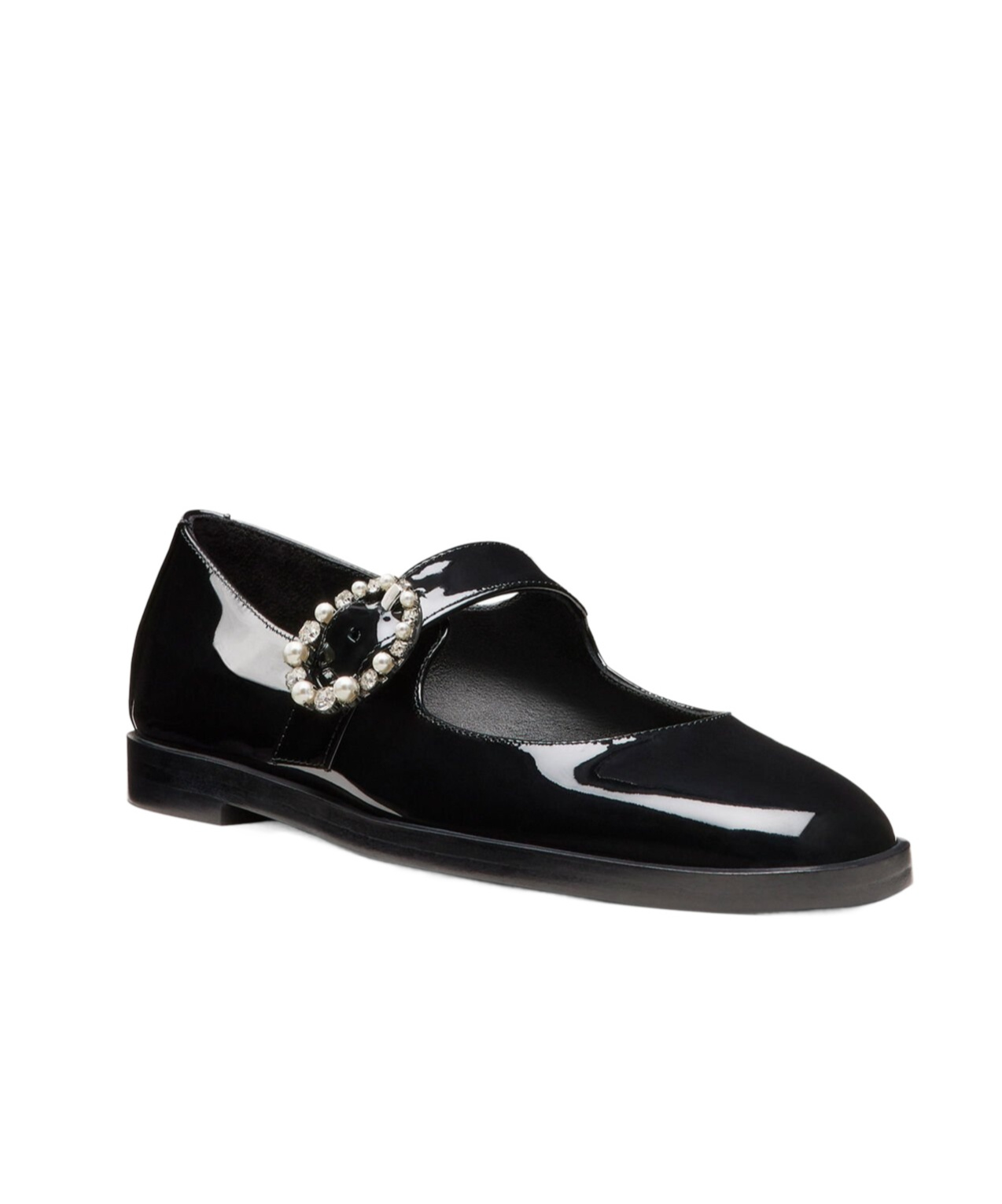 Stuart Weitzman Loralei Patent Mary Jane Ballerina Flats In Black