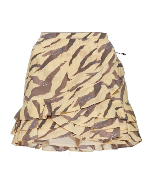 Iro Dauna Tiger-print Ruffled Mini Skirt In Brown