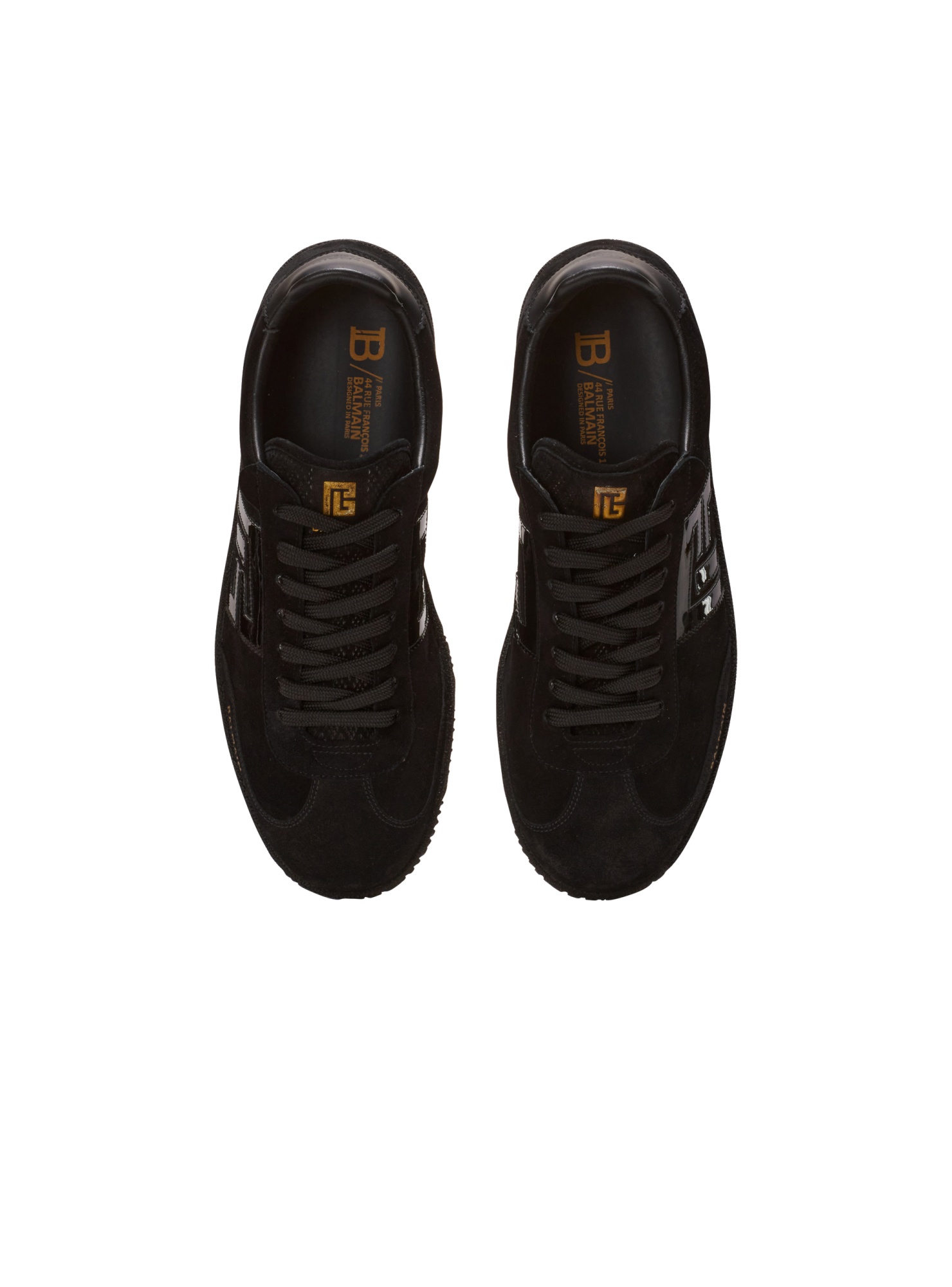 Balmain Swan Suede Low-top Sneakers In Black