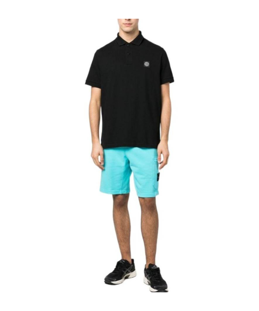 Shop Stone Island Compass Patch Short-sleeved Polo Shirt In Black