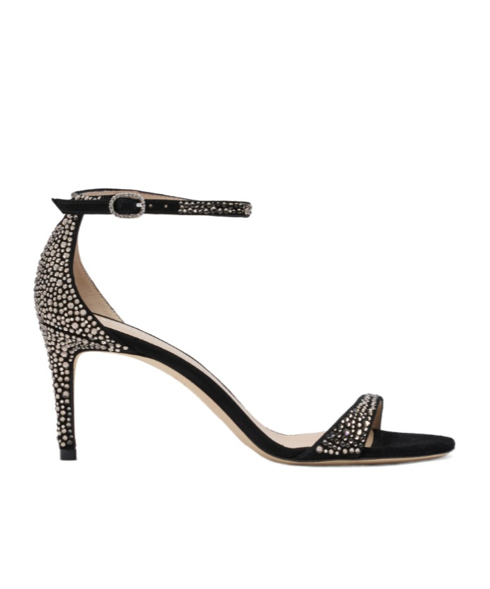Stuart Weitzman 75mm Nudist Shine Sandals In Black