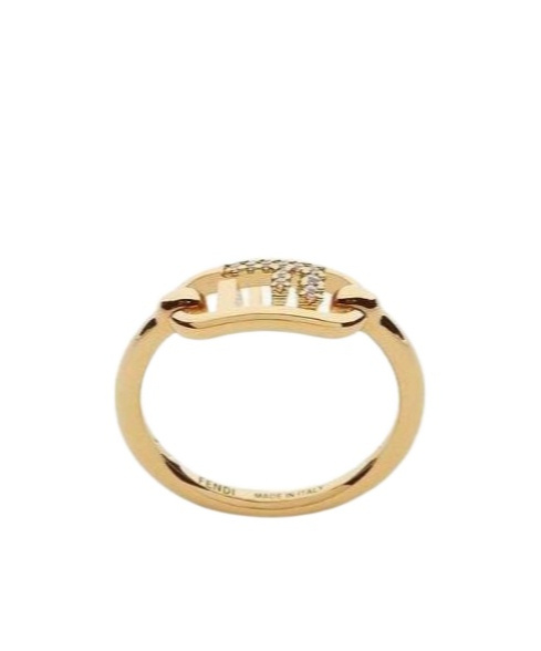 Fendi Kaligraphy Embossed-logo Ring In Yellow