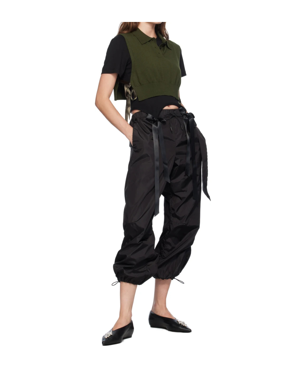 Simone Rocha Embellished Polo Collar Vest In Black