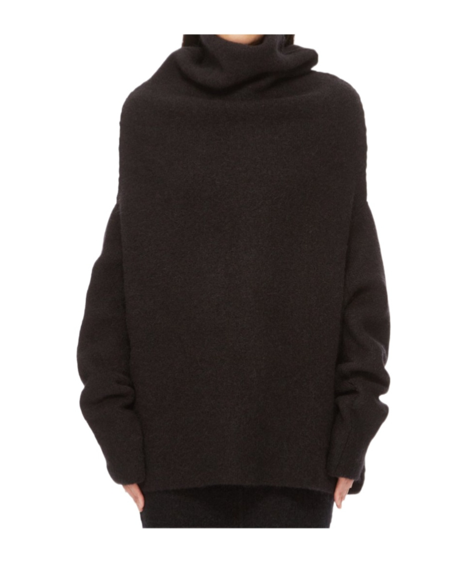 Rick Owens Long-sleeved Alpaca Sweater In Black