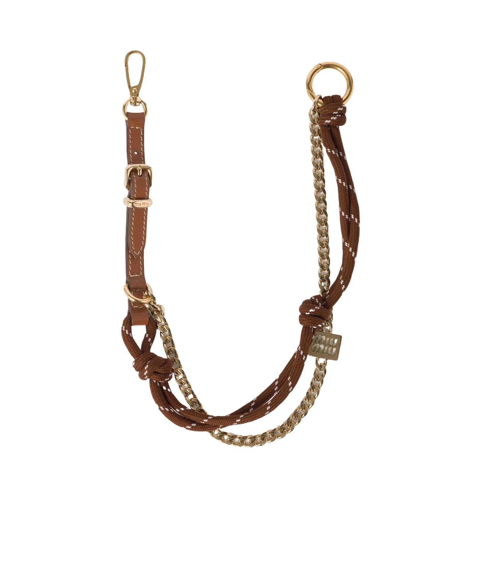 Miu Miu Leather, Cord And Metal Trick Keyring